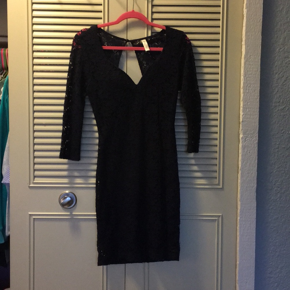 Navy Blue Lace Body Con Dress
